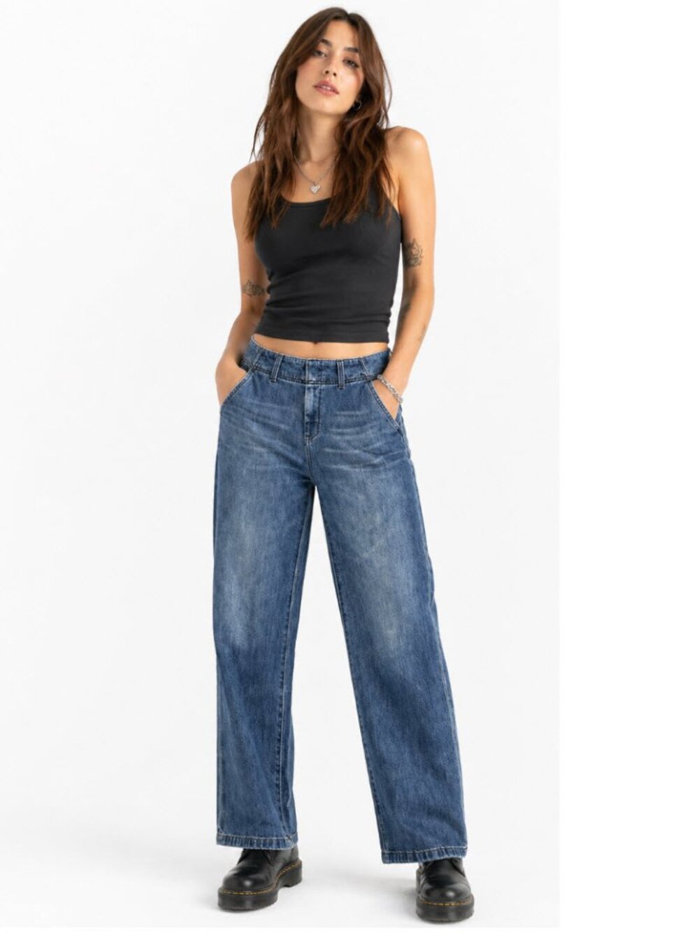 Pilcro Relaxed High Rise Wide Leg Jeans Size 26 Blue Denim Casual Chic